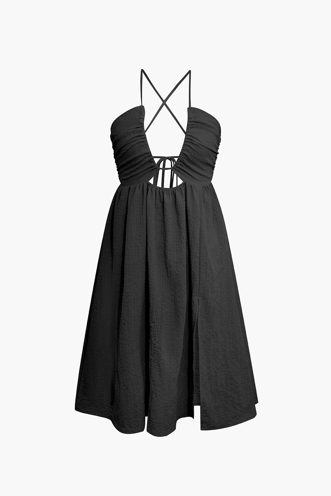 Backless V-neck Slit Midi Dress