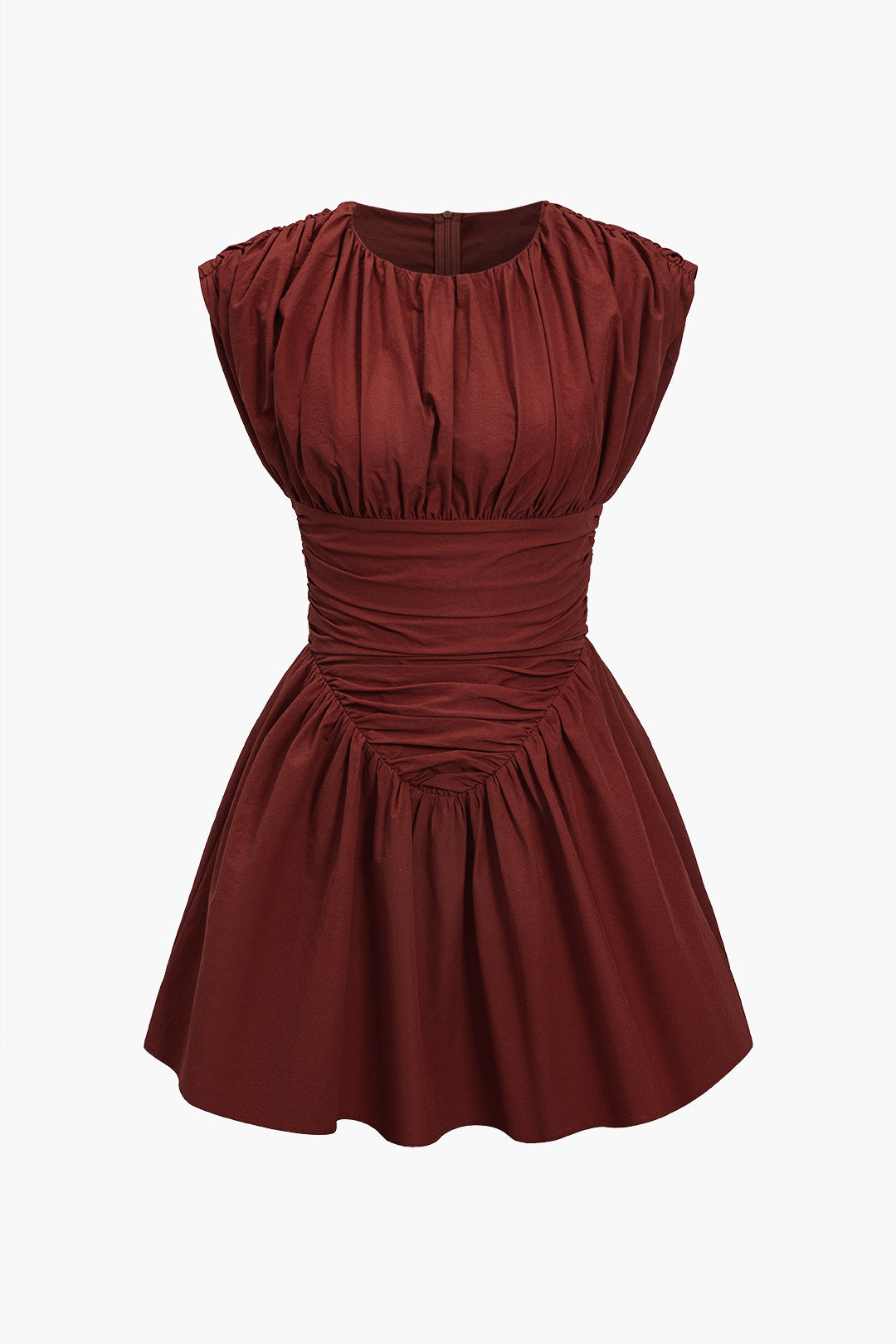 Solid Ruched Mini Dress