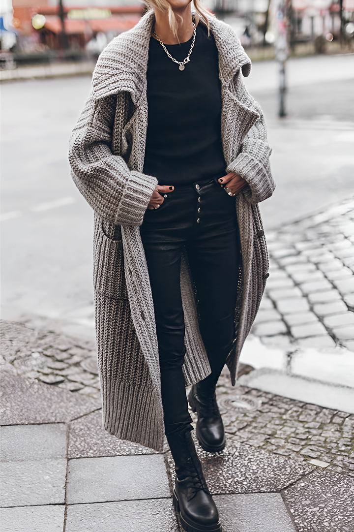 Long knitted cardigan