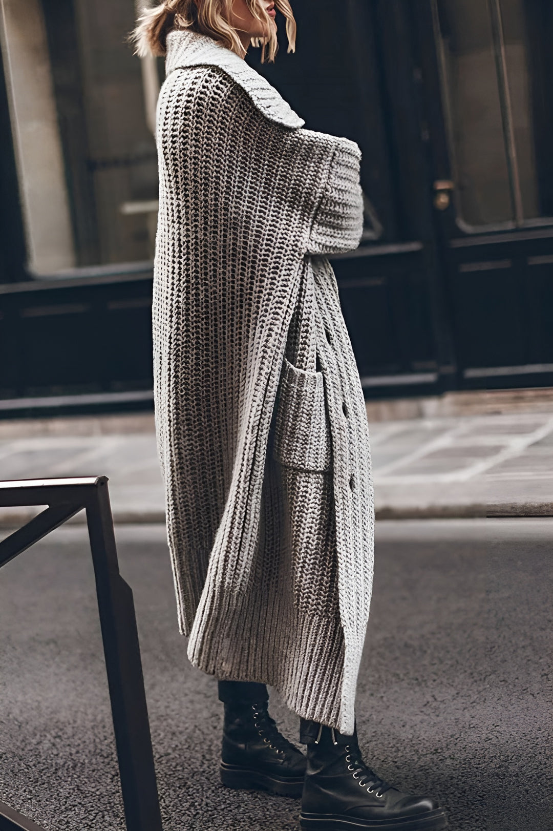 Long knitted cardigan