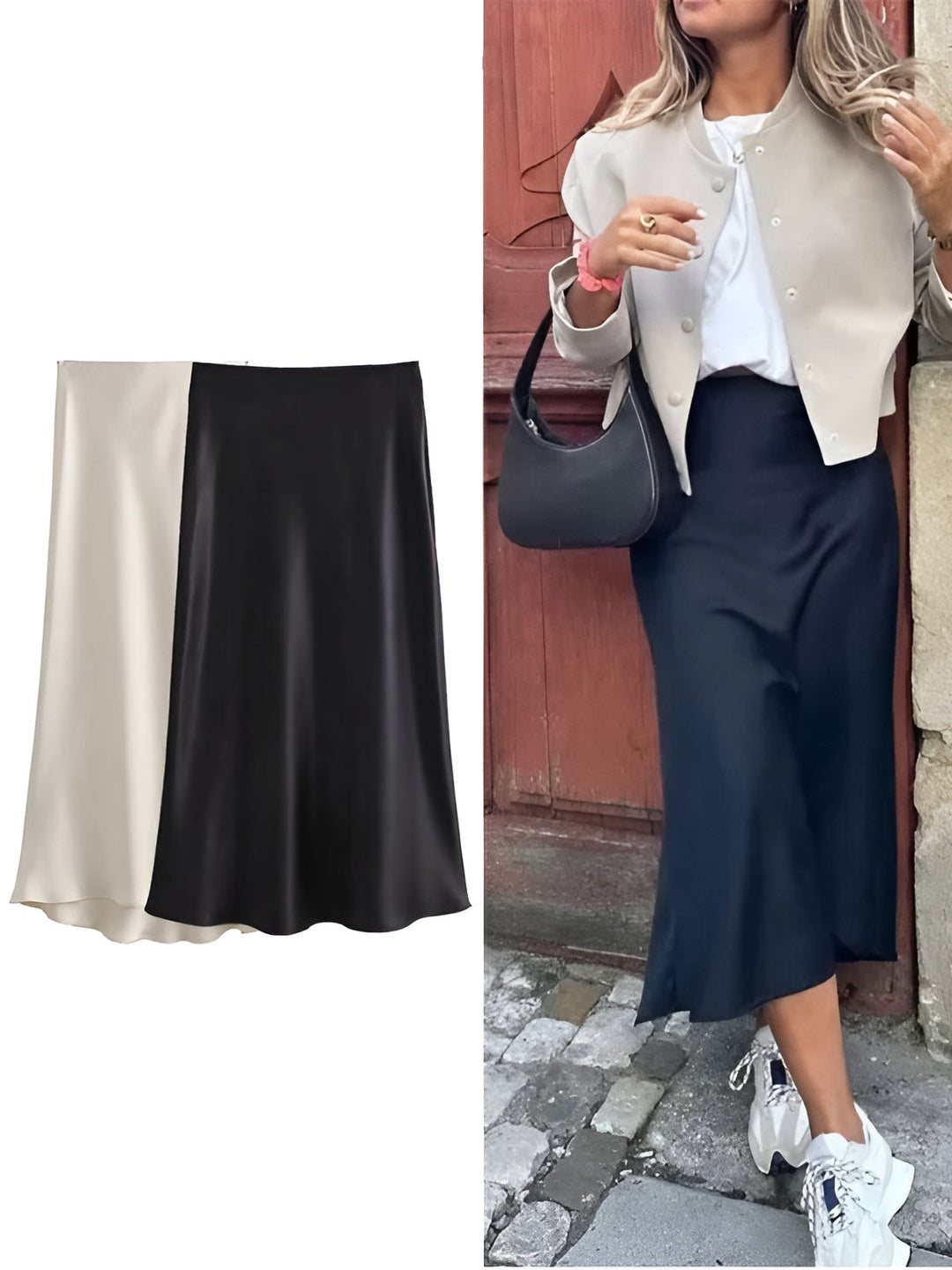 Silky chic long skirt