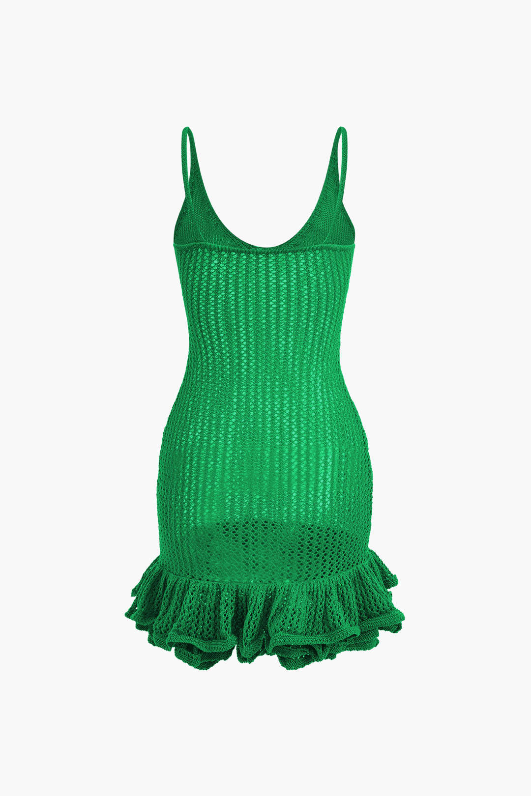 Open Knit Ruffle Hem Cami Mini Dress