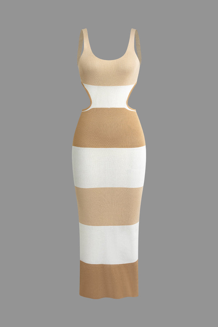 Color Block Backless Cami Knit Dress