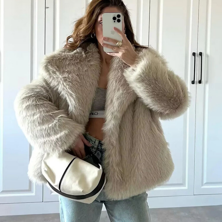 Fluffy faux fur coat