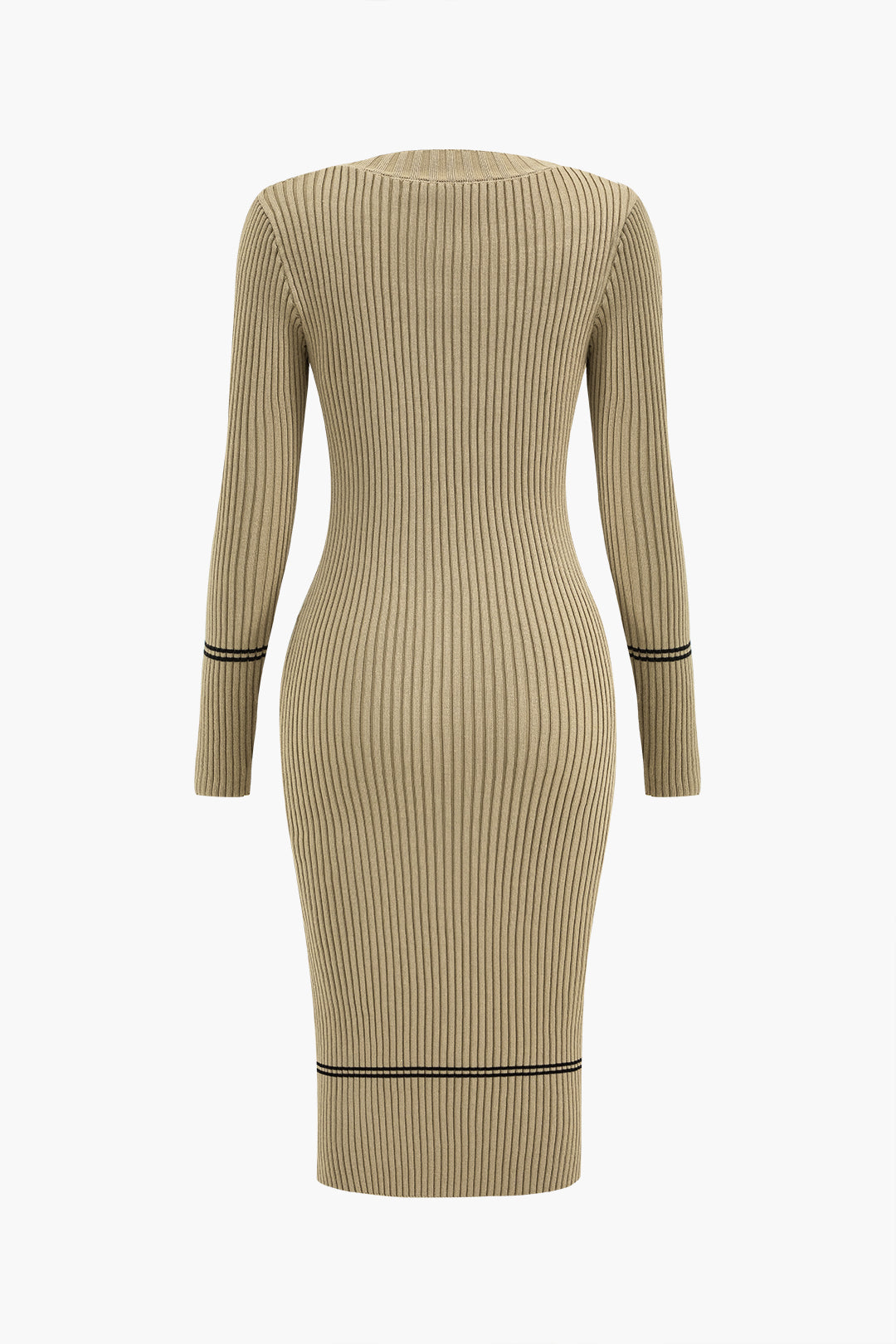 Button Knit Tie-Up Pocket Sweater Dress