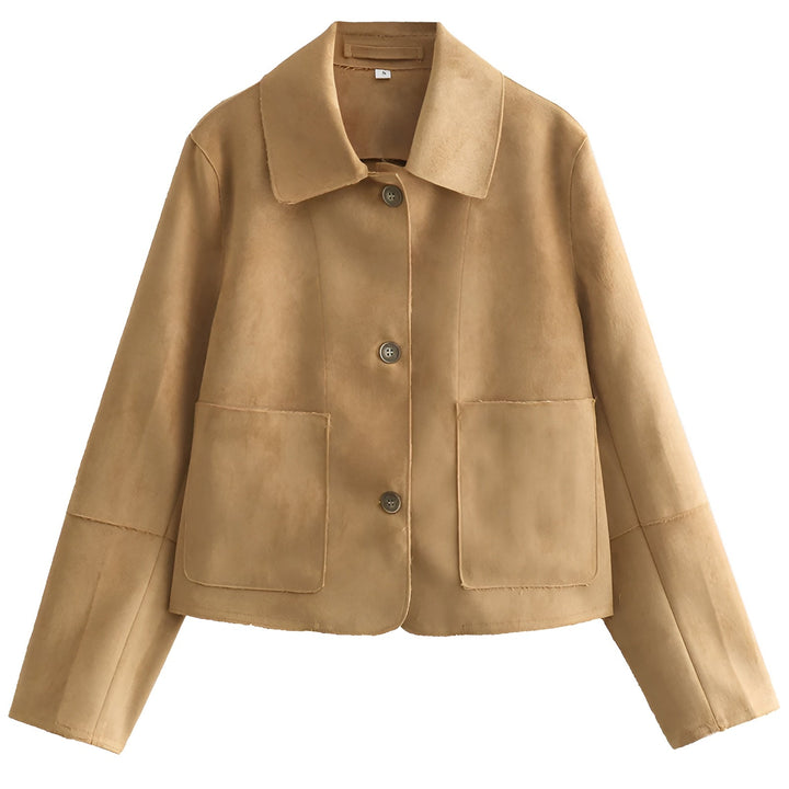 Cropped Suede Jacket - Camel