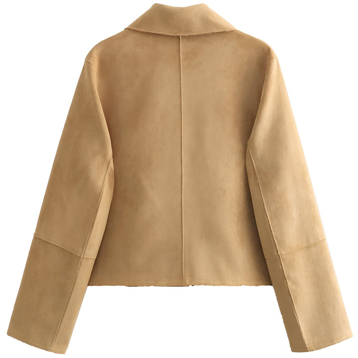 Cropped Suede Jacket - Camel