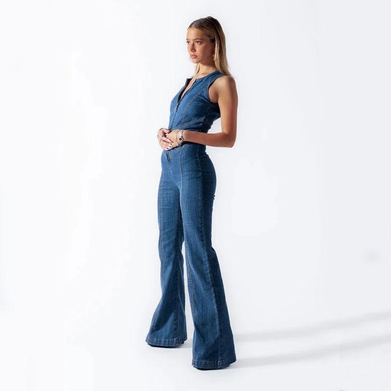 Heart craft denim jumpsuit