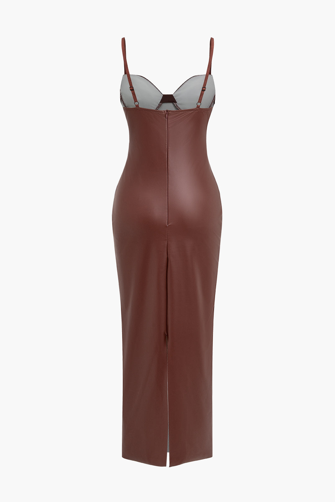 Faux Leather Bustier Slip Midi Dress