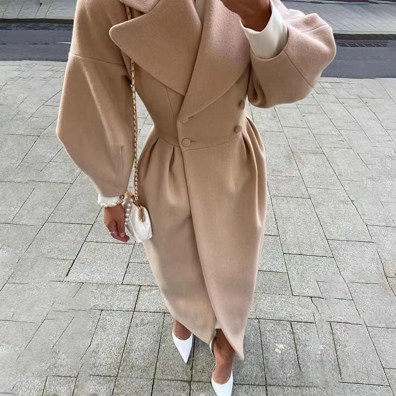 Long coat with lapel collar