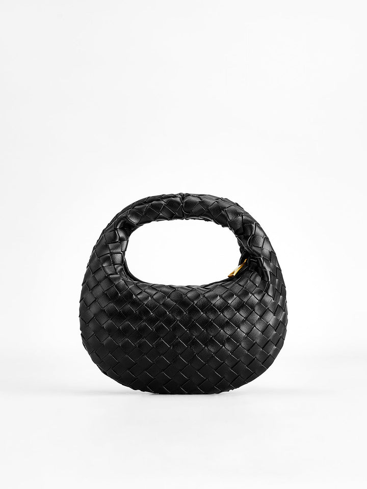 Rounded Woven Zipper Handbag