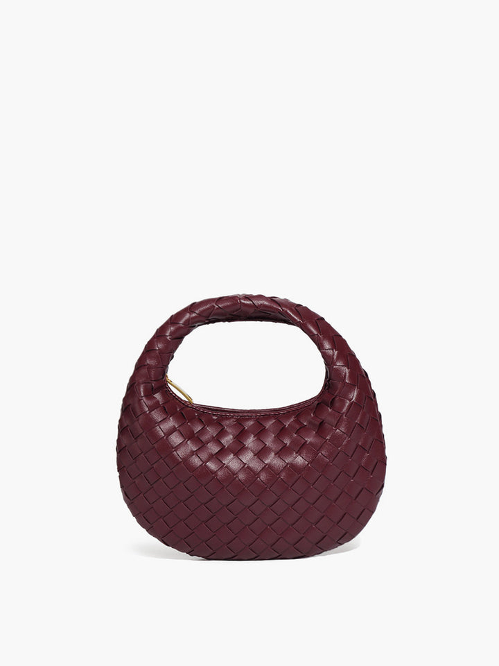 Rounded Woven Zipper Handbag