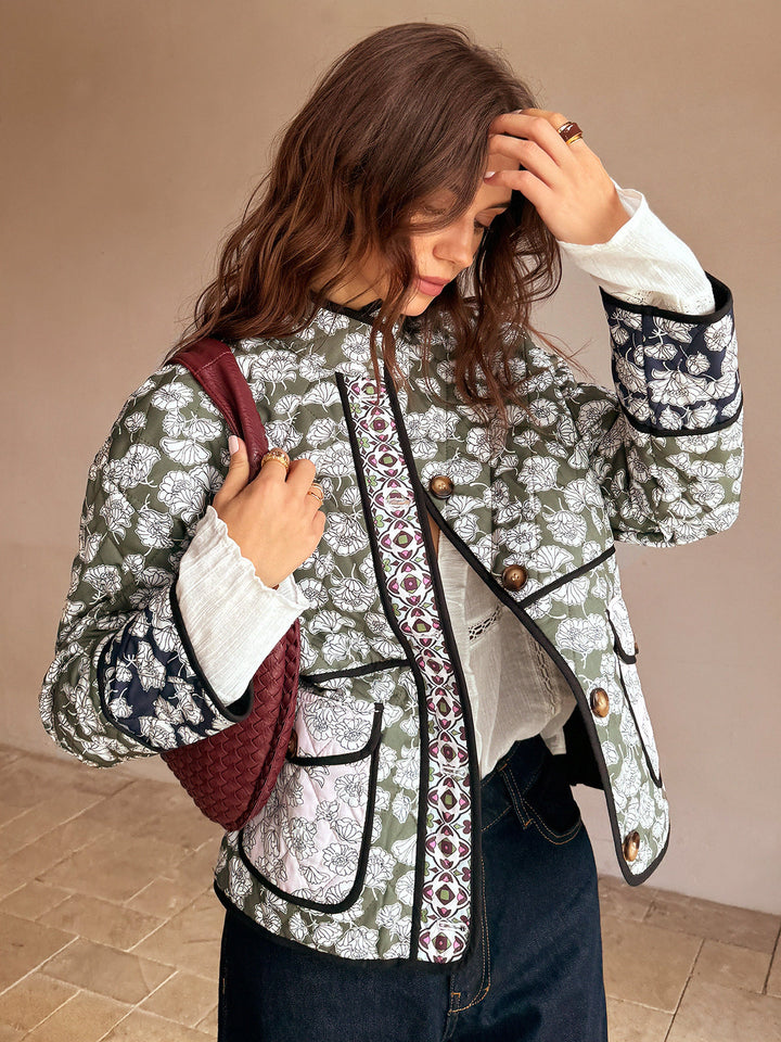 Bohemian quilted jacket with flap pocket