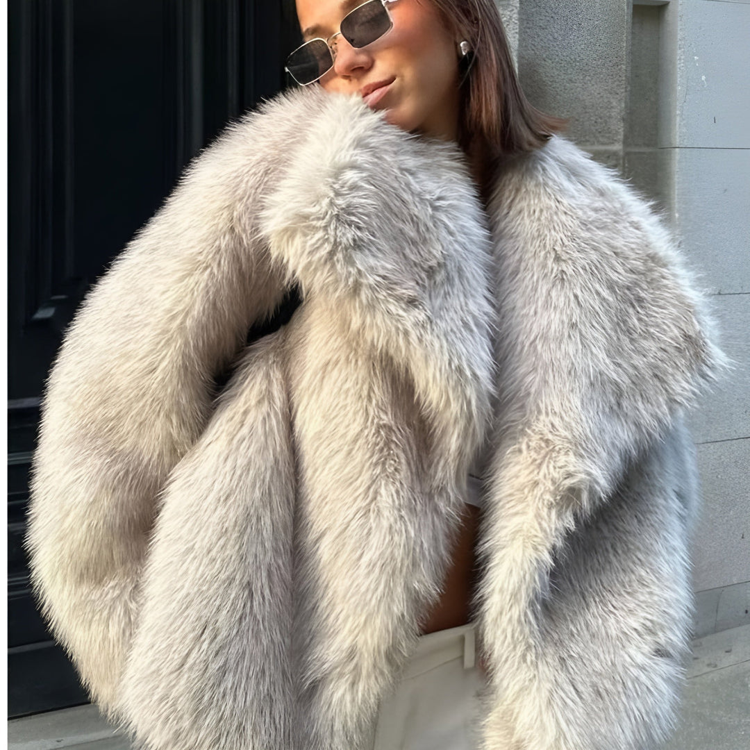 Fluffy faux fur coat