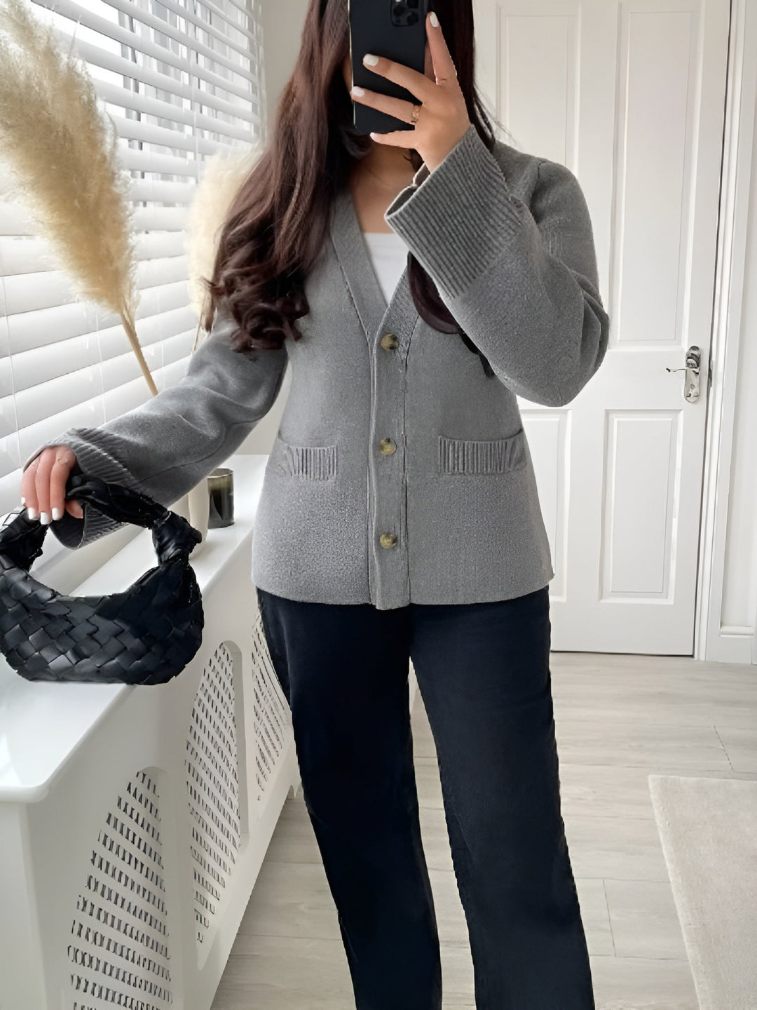 Soft knitted cardigan with v-neck