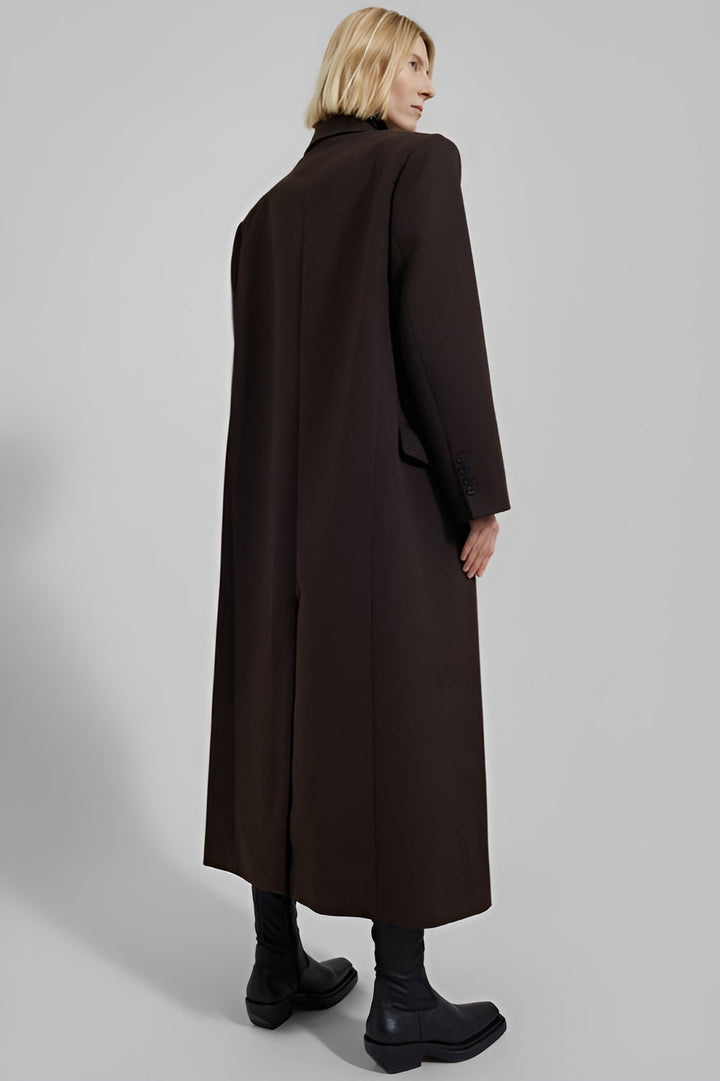 Plain long coat - Chocolate brown