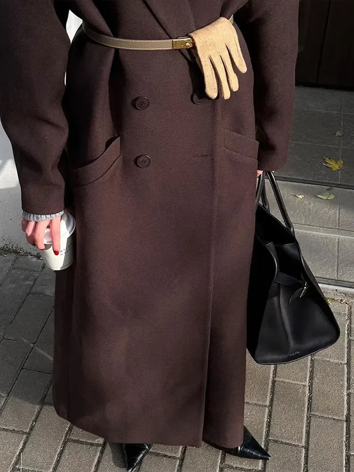 Elegant Double-breasted Padded Shoulder trench coat