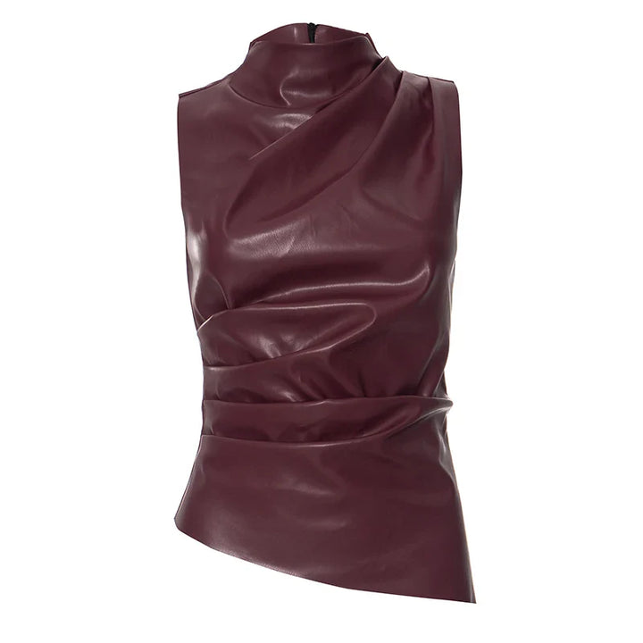 Faux leather top