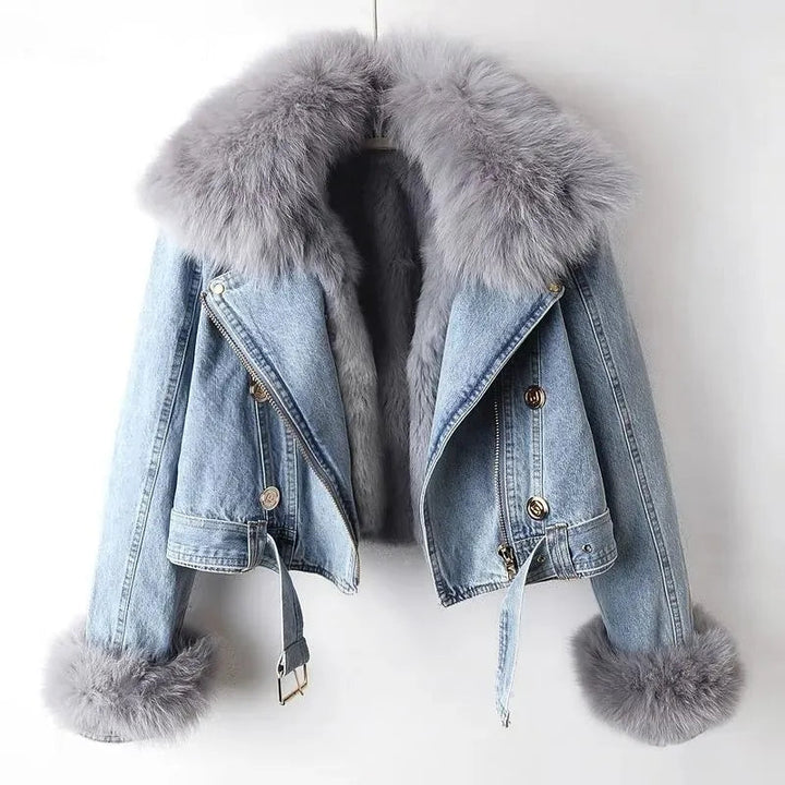 Faux fur zipper jacket