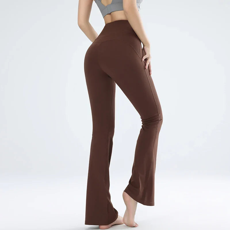 Wide elastic high-waisted trousers