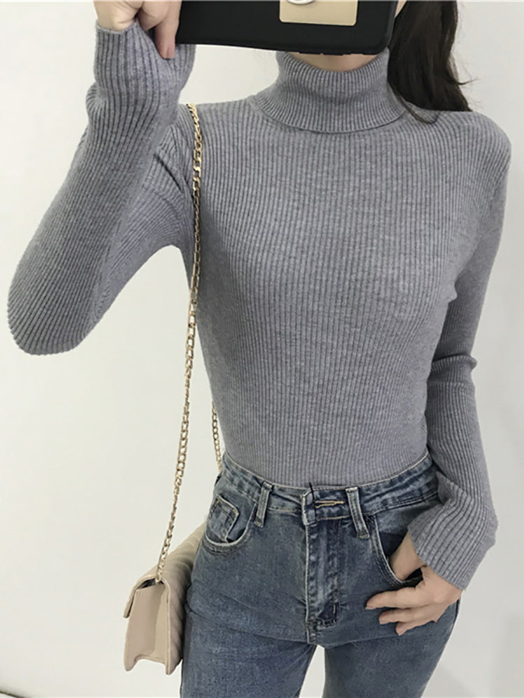 Cotton knitted turtleneck