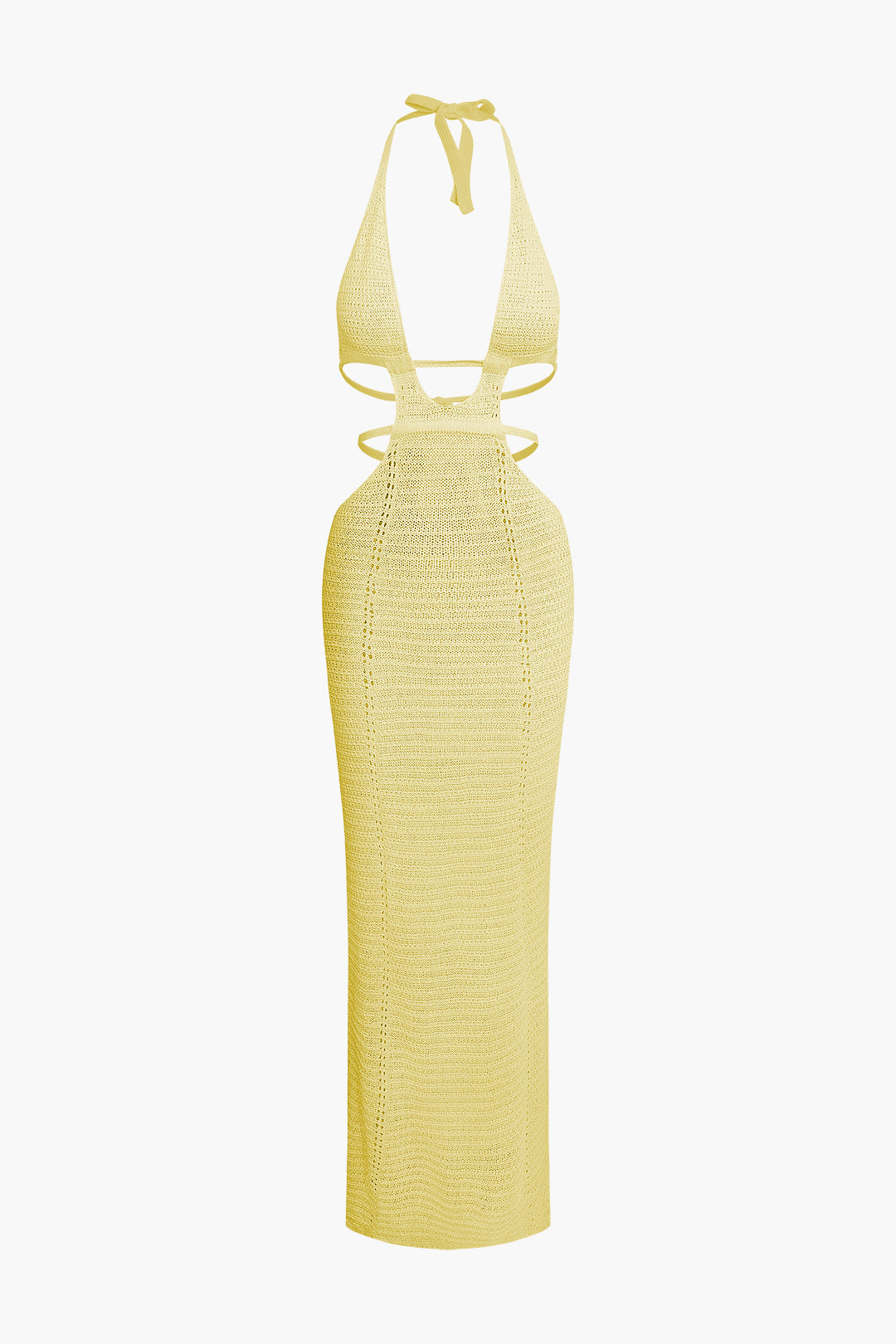 Cut Out Halter Backless Knit Maxi Dress