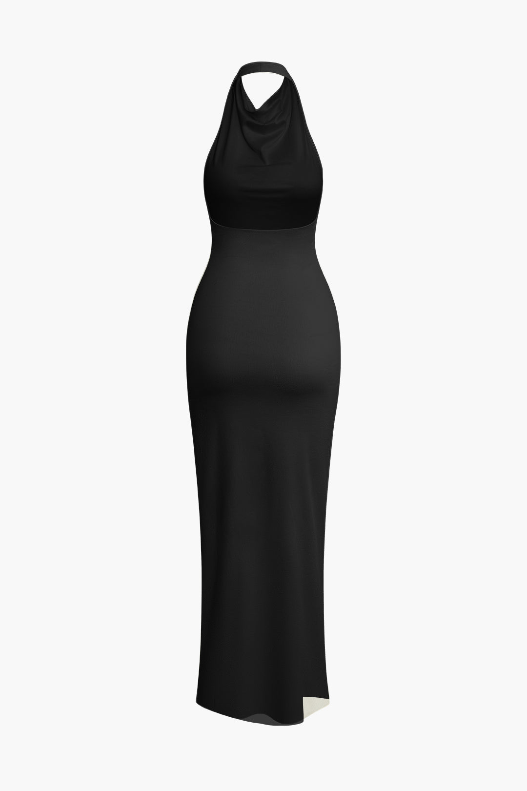 Solid Halter Backless Slit Sleeveless Maxi Dress