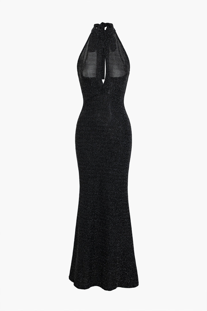 Glitter Backless Cut Out Maxi Dress