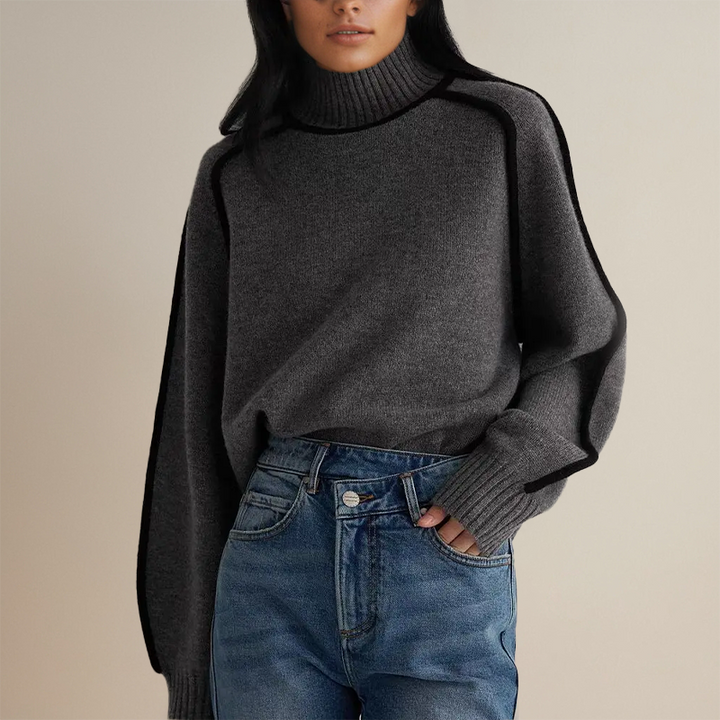 Oversized turtleneck with striped details