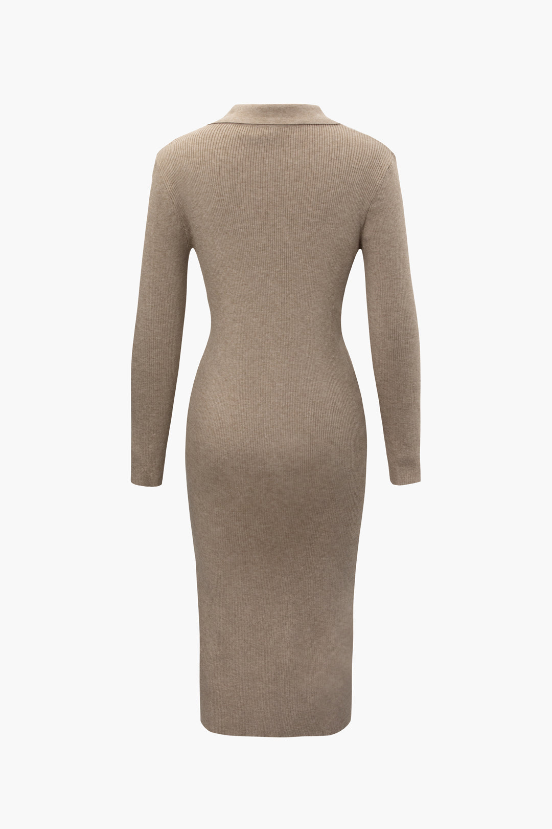 V-Neck Long Sleeve Mid-Length Sweater Dress