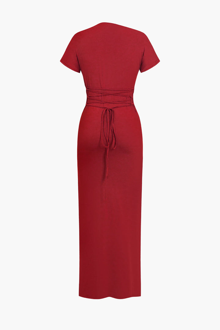 Solid Asymmetrical Knot Maxi Dress