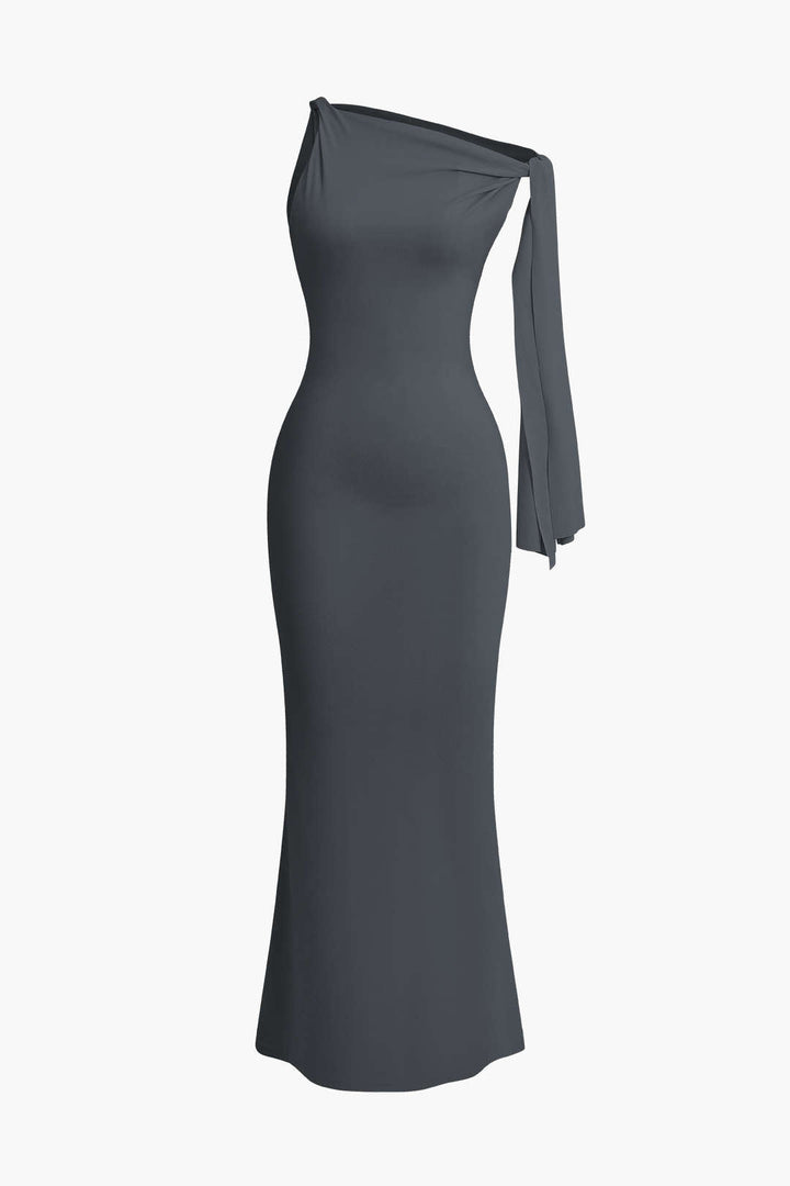 Asymmetrical Twist Knot Mermaid Maxi Dress