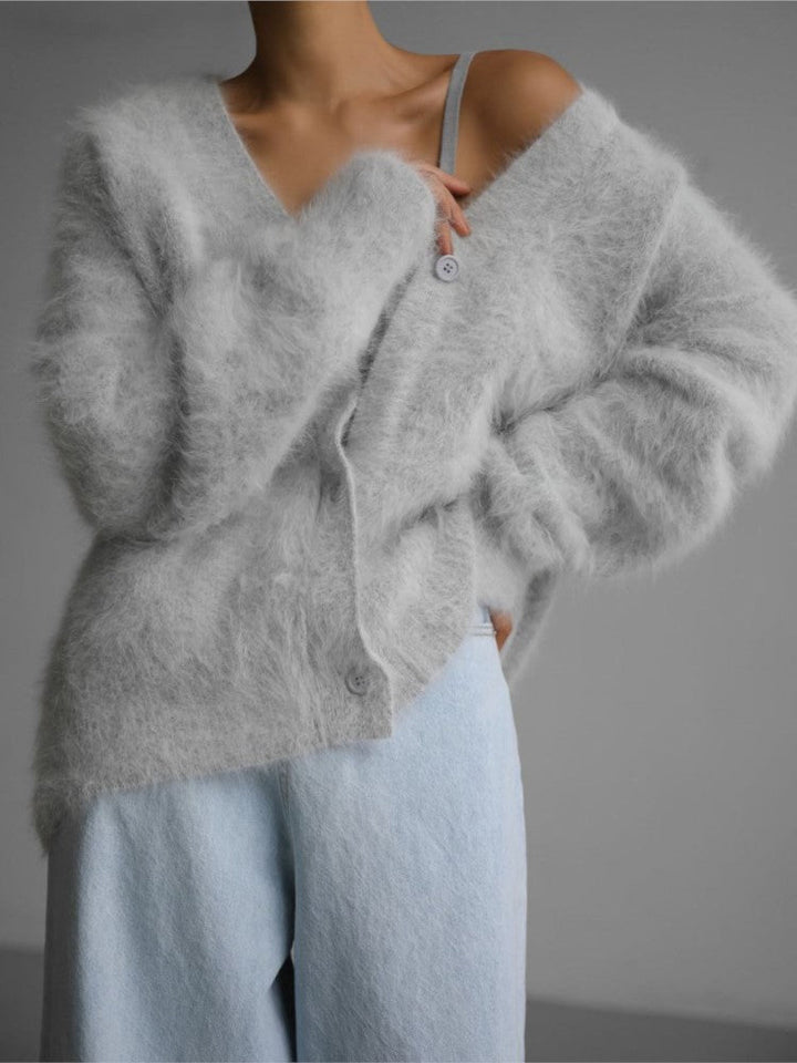 Long-sleeved knitted soft cardigan