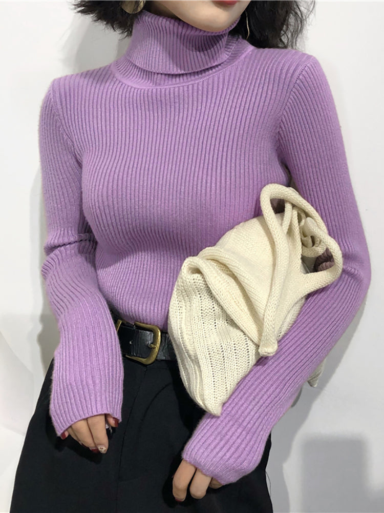 Cotton knitted turtleneck